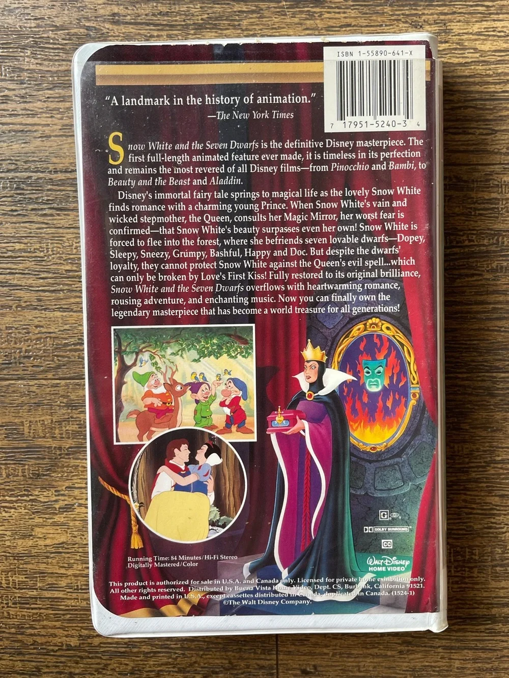 Snow White and the Seven Dwarfs VHS 1994 Walt Disney Masterpiece Collection